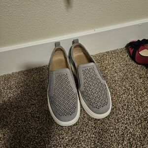 Gray Slip-On Sneakers with Perforated Design
